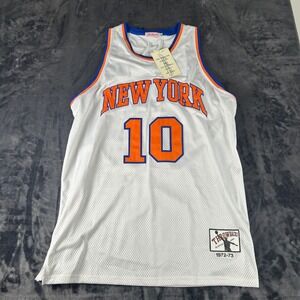 Authentic Throwbacks Jersey Mens XL White NY Knicks 10 1972-73 Blacktop Edition